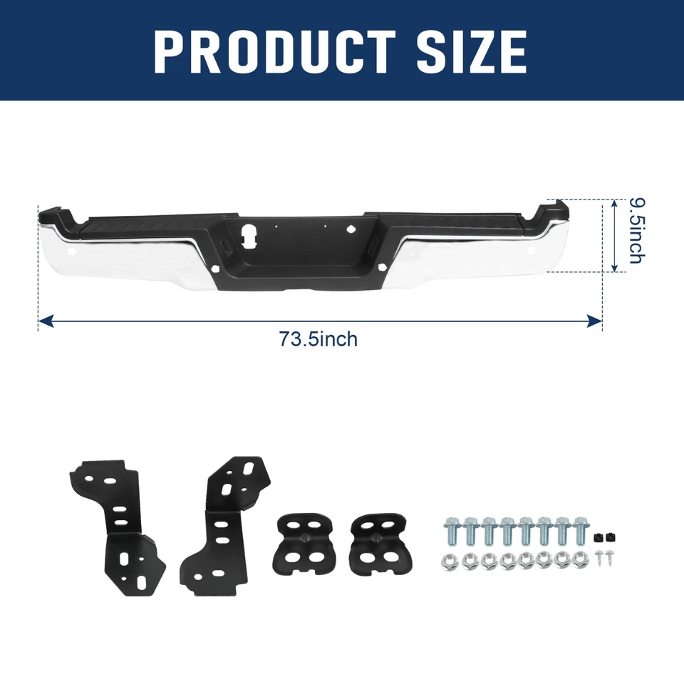 Rear Bumper Assembly Chrome For 2017-2022 Ford F-250 F-350 SuperDuty w/ Park Foto 2 de 4