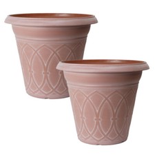 Terracotta Style Planters, Cloudy Design, Durable Plastic, 2 x 35cm Garden Pots