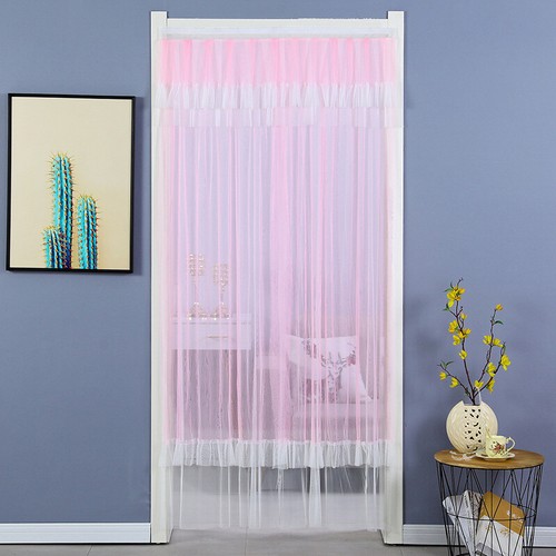 Mesh Lace Embroidery Drapes Double Layer Pleated Bedroom Door Curtain Home Decor - Picture 16 of 29