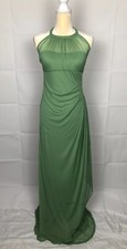 NWT David  s Bridal Long Green CloverMesh Illusion Neckline Sz 8 Bridesmaid 160