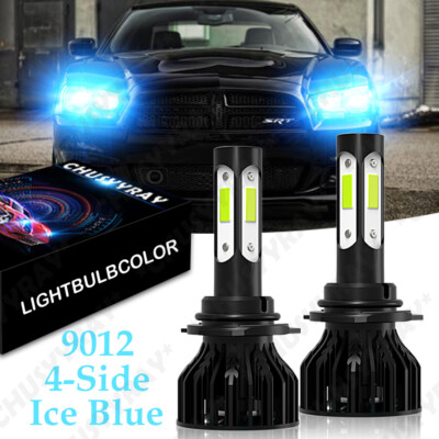 9012 Blue LED Headlight High Low Beam Bulbs Kit for Dodge Challenger 2015-2019