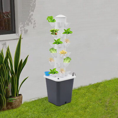 6-tier Hydroponic Grow Tower Garden Hydroponic Growing Kit W/2.64-gallon Tank