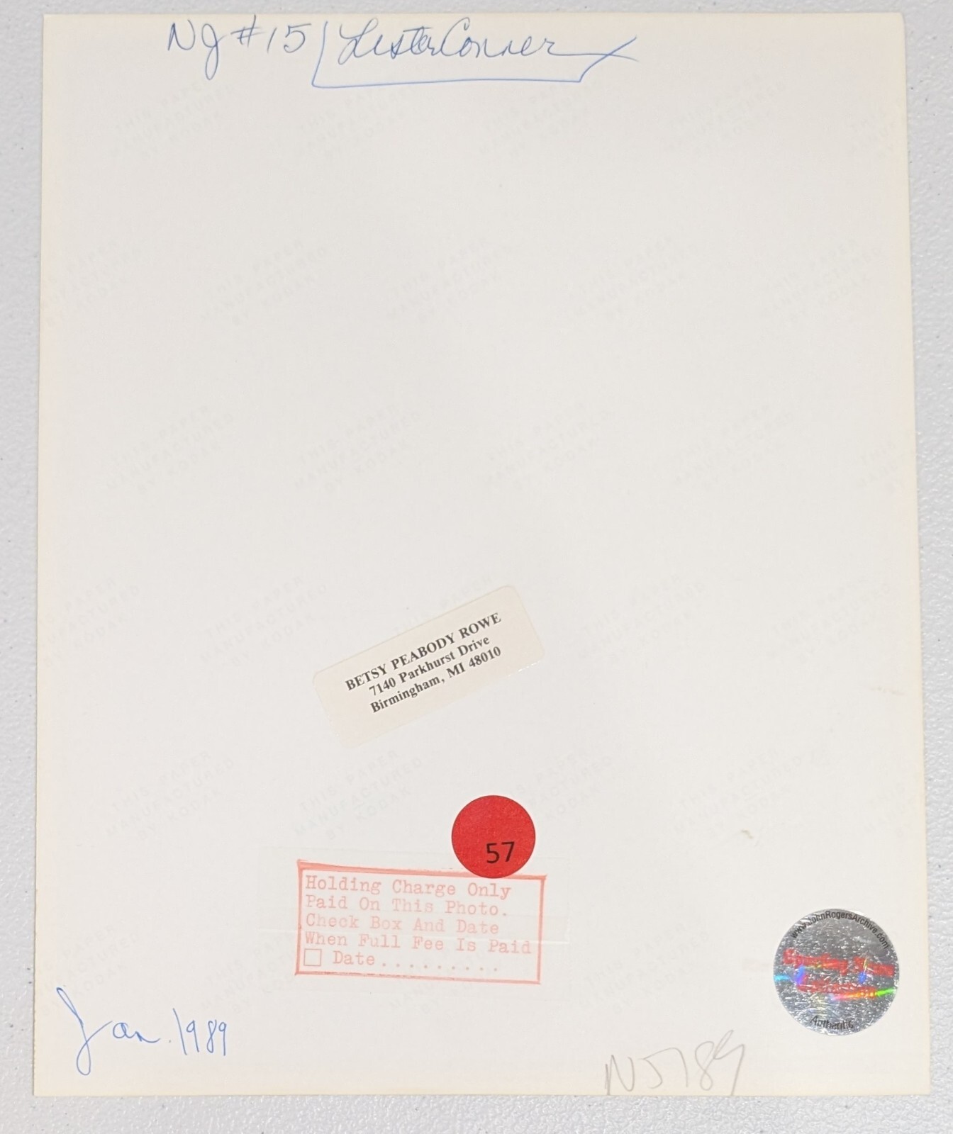 FILA Lester Conner New Jersey Nets foto tipo 1 NBA 1989 di Betsy P. Rowe