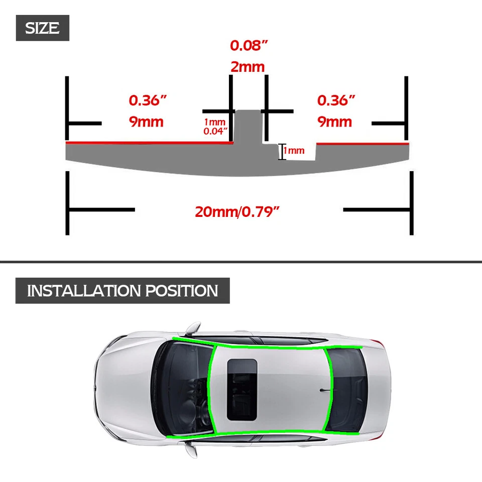 118 дюймов T-тип черная резиновая уплотнительная полоска для края лобового стекла автомобиля звуконепроницаемая - Изображение 3 из 4