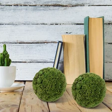 MyGift Set of 2 Lifelike 4 Inch Green Boxwood Ball Topiary Artificial Foliage