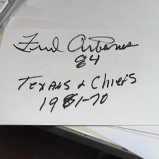 Fred Arbanas 1965 KC Chiefs Signed 3x5 index Card