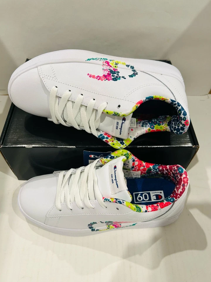 Champion женщин чисто цветочный повседневный низкий верхний суда кроссовок, белый/Berry, размер 9 - Изображение 3 из 4