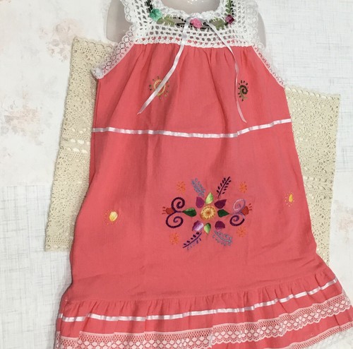 Girl's Dress Assorted Colors Embroidered Traditional Style 100% Cotton 0m-10y - Picture 6 of 34
