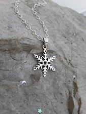 Sterling Silver Snowflake Pendant Necklace, Winter Jewelry, Christmas Jewelry