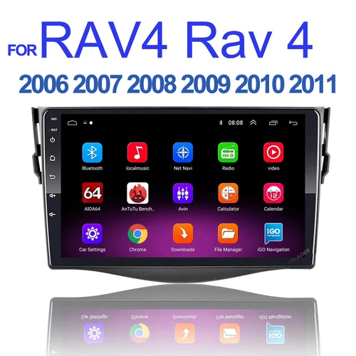 For Toyota RAV4 2006-2012 Android 13.0 Car GPS Navigation Wifi Radio Stereo OBD2