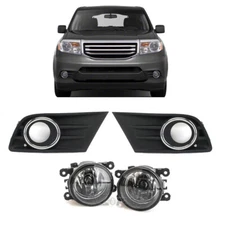 For Honda Pilot 2012- 2015 Bumper Fog Light Lamp Cover&Chrome Trim&Wiring Switch