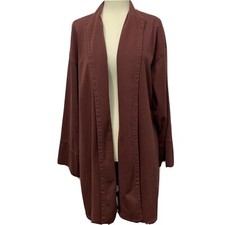 Marla Wynne brown side slits open front oversized duster cardigan Small