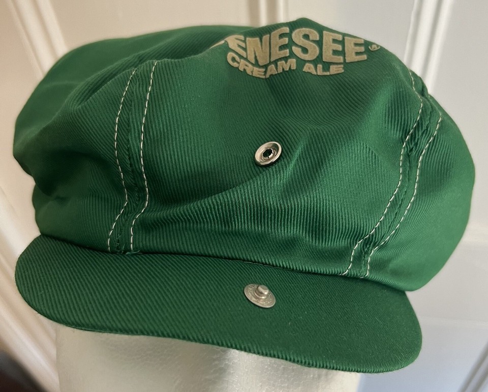 VTG 80s Genesee Cream Ale Beer Snapback Cabbie Paperboy Hat Rochester