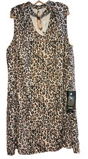 NEW Avenue Plus Size 22 Choker Neck Gold Dangle Animal Print Dress Sleeveless