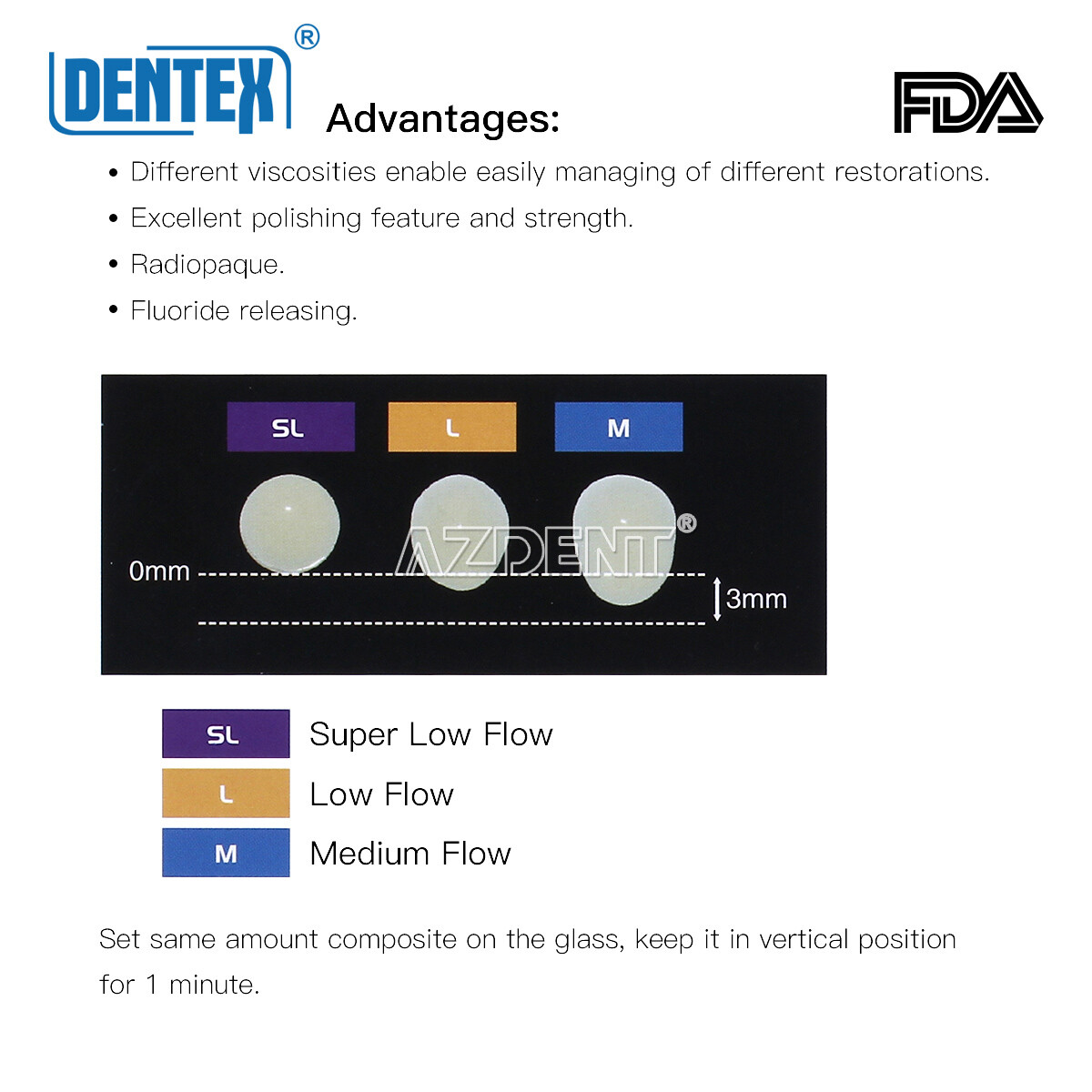 Dental Resin Medium Flow Flowable Light Cure Composite A3 DX.FLOW DENTEX 3g/PCS