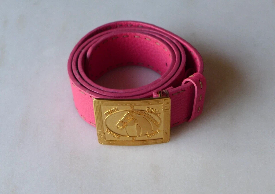 FENDI Horse Gold Buckle Belt in Romano Leather 95 cm very nice Color - Photo 1/4