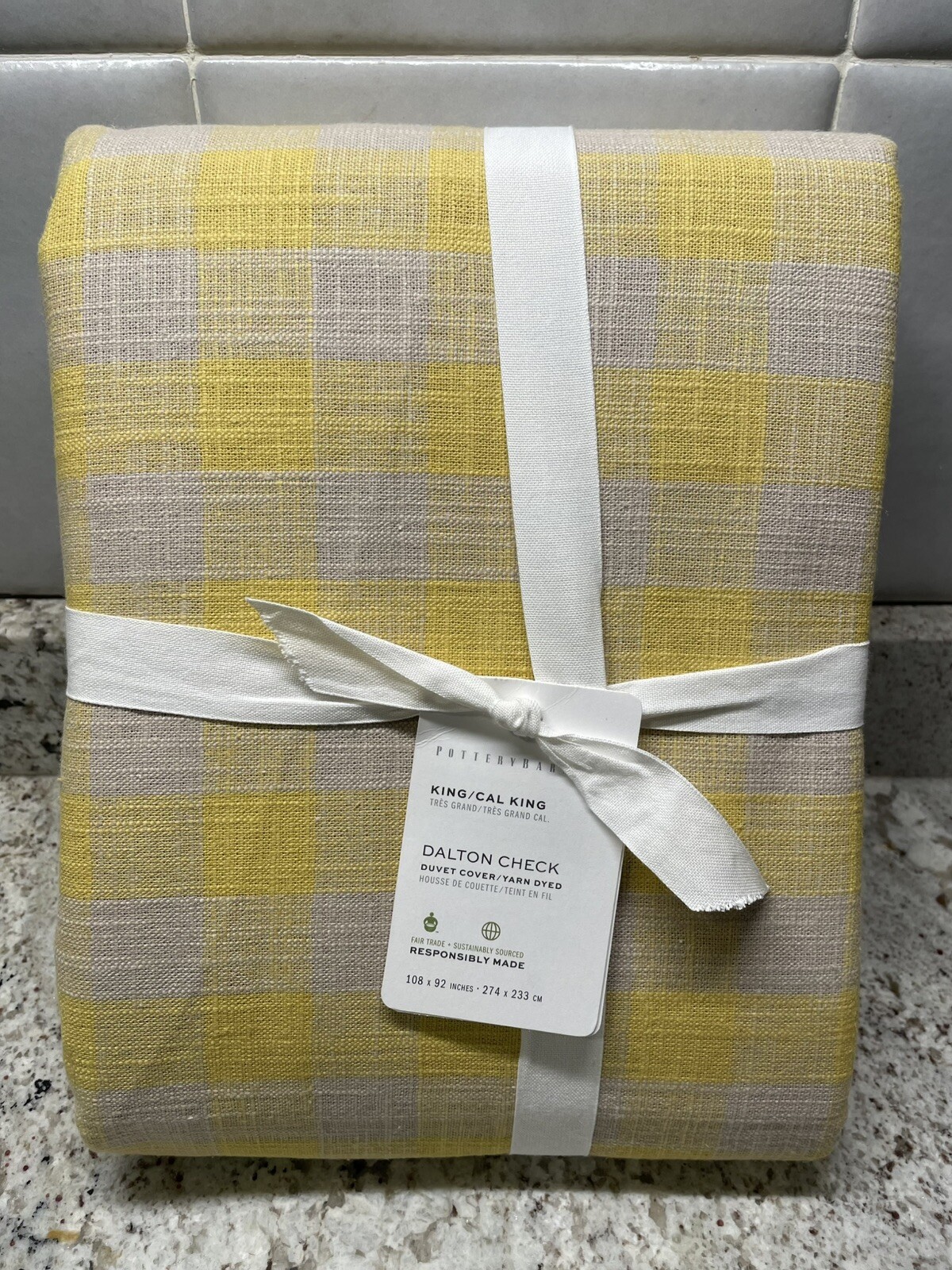 Pottery Barn Dalton King Duvet Cover and Euro Shams Set in Yellow