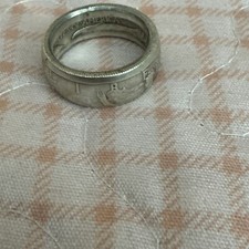 1945 Size 8 Walking Liberty Half Dollar coin ring 90 silver Heavy