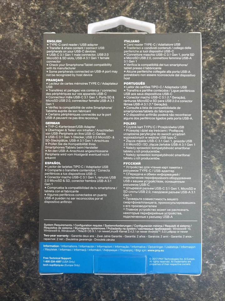 PNY USB-C 3.1 Type-C Card Reader USB Adapter - P-CRMUS3A-BX - 751492617152 Seald - Image 2 of 4