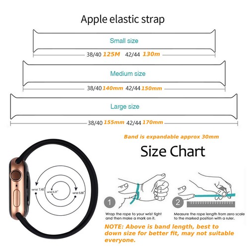 SOLO Elastic Belt Loop Silicone Strap for Apple Watch 9 8 7 6 SE 5 4 3 2 1 band - Picture 3 of 10