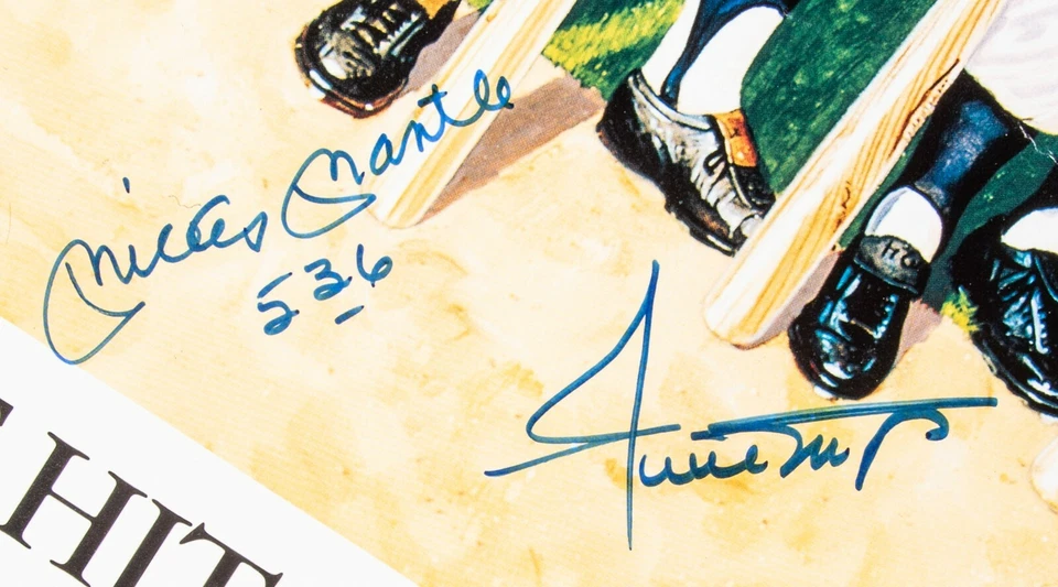 Mickey Mantle Ted Williams Willie Mays Signed 500 Home Run Photo CREASED JSA COA - Image 3 of 4