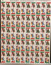 1974 Christmas Seals Full Stamp Sheet U.S. - Mailman, Kids, Cat, Dog, Tree, Snow
