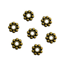 100 pcs Daisy Spacer Beads Antiqued Bronze Beaded Flower Rondelle Small 4mm