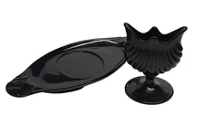 Cooperative Fling Black Glass Smoker Set Ashtray Cigarette Holder 2piece asm06