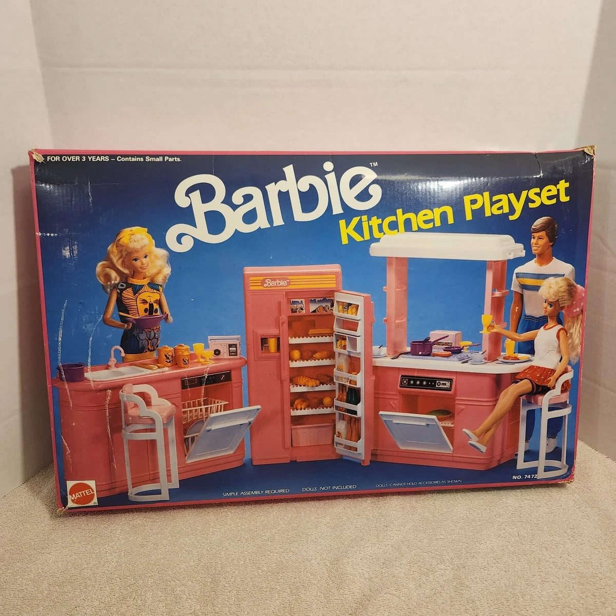Barbie Kitchen Playset 1990 ARCO Vintage Pink Fridge Stove Sink