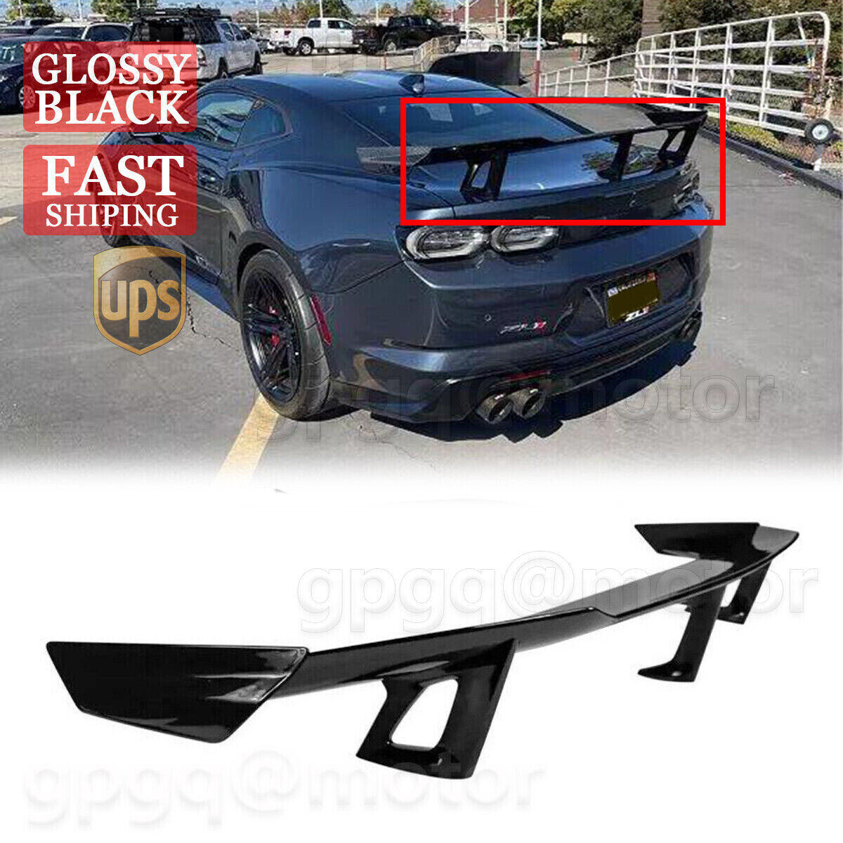For Chevy Camaro 2016-2022 ZL1 1LE Style Gloss Black Rear Wing Trunk Spoiler Kit