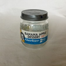 Vintage 1990's Gerber 2nd Glass Baby Food Jar With Label - Banana Apple Dessert