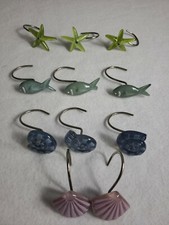 Ocean Theme Shower Curtain Hooks Beach set of 11 fish star shell tropical