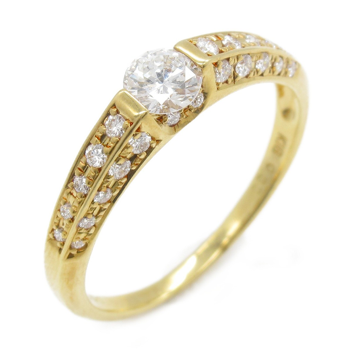 JEWELRY Diamond Ring K18 YG Yellow Gold Clear Used US size #8.25 