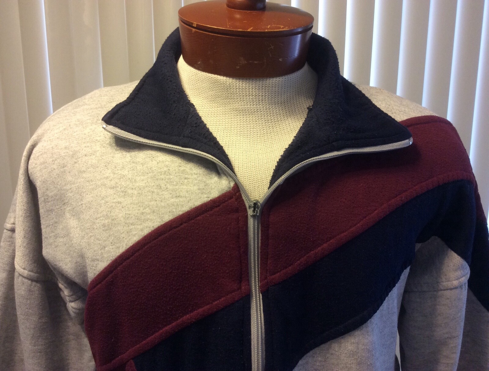 Giacca riscaldamento pista tennis pony vintage blocco colore zip davanti misto cotone media