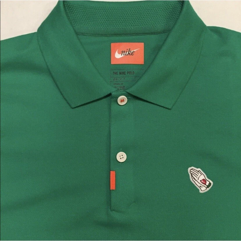 RARA CAMISA DE GOLF NIKE POLO VERDE MANOS DE ORACI N TIGRE MAESTROS CJ0880 324 talla PEQUE A