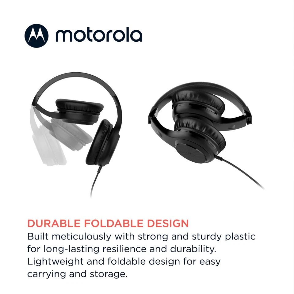 Motorola Moto XT120 Over-Ear Wired Headphones with Microphone for Calls & Music - Image 4 of 4