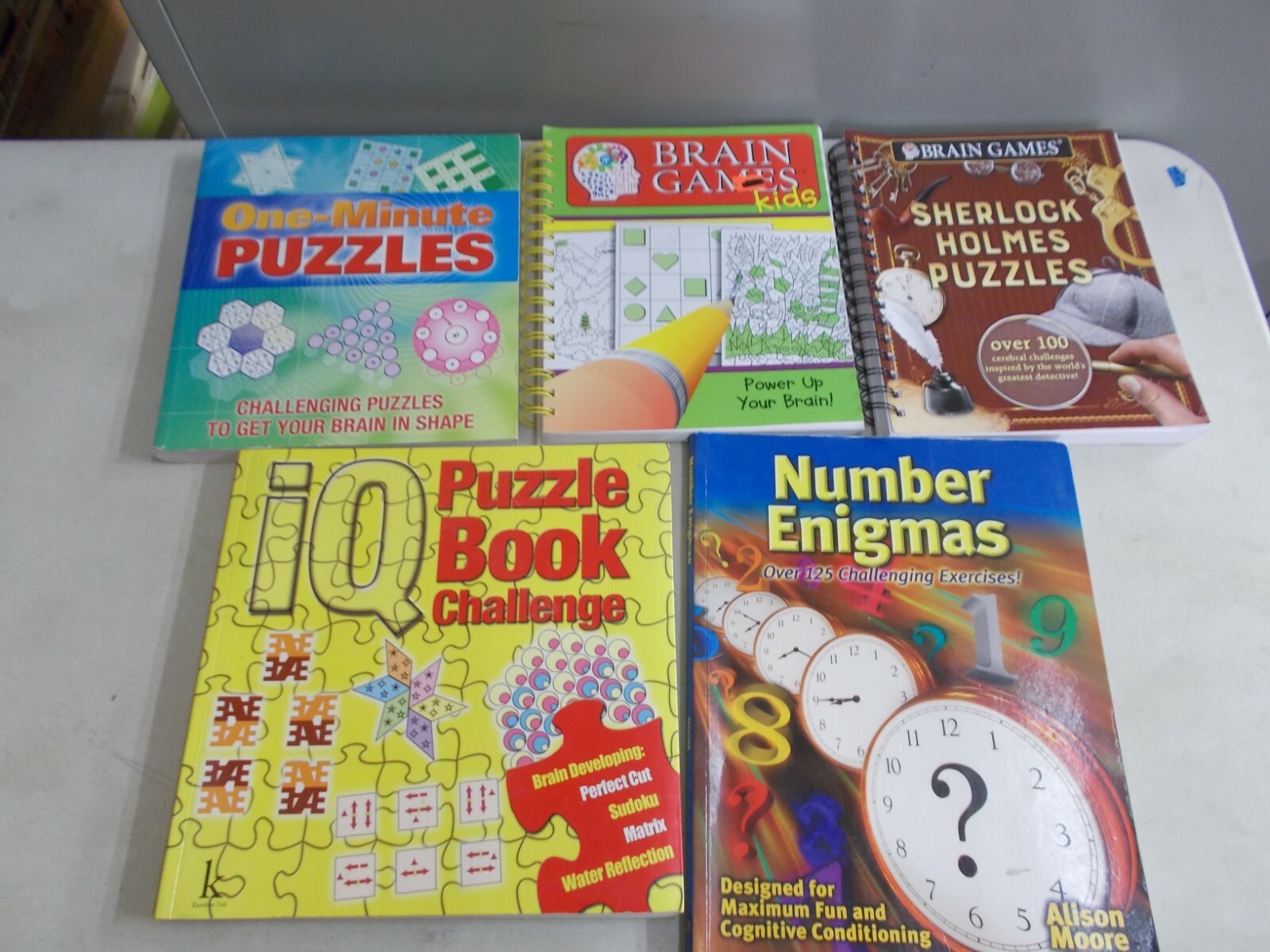 5 BRAIN GAMES PUZZLE BOOK CHALLENGE NUMBER ENIGMAS ONE-MINUTE KIDS SHERLOCK
