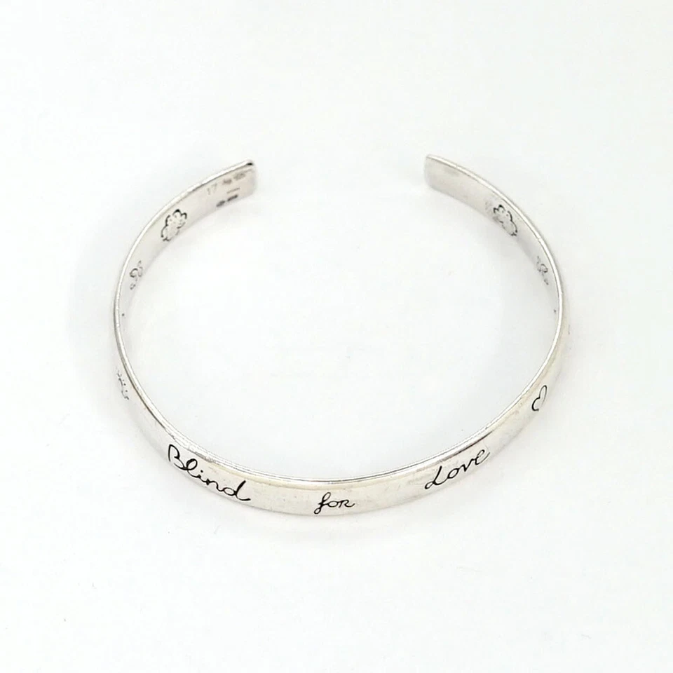 GUCCI G Logo BLIND FOR LOVE Cuff Bracelet 5.5" Silver 925 Auth o1142 w/Box - Image 3 of 4