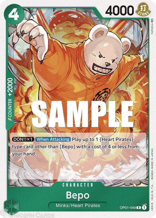 OP01-049 Bepo Rare English One Piece TCG Card