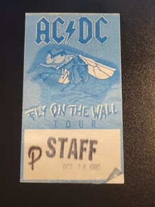 1985 AC/DC -STAFF BACKSTAGE PASS-UNUSED-FLY ON THE WALL TOUR