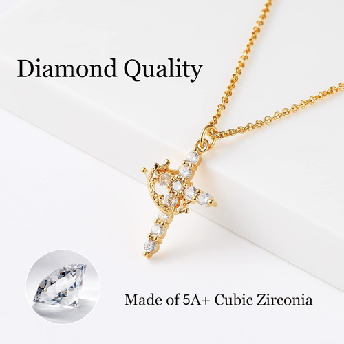 Dainty Cross Necklace for Women, Dainty 14K Gold Filled/Silver Cross Necklaces S - Picture 5 of 12