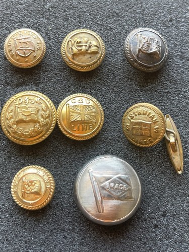 Antique Steamship Line Uniform Buttons 8pc Lot Scovill Grace Line TM2195