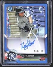 Ryder Green 2018 Bowman Draft Chrome Draft Pick Autographs Blue Refractor #/150