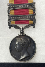 British Second China War Medal HMS NANKIN Canton & Fatshan Bars 1857 HENRY AVES