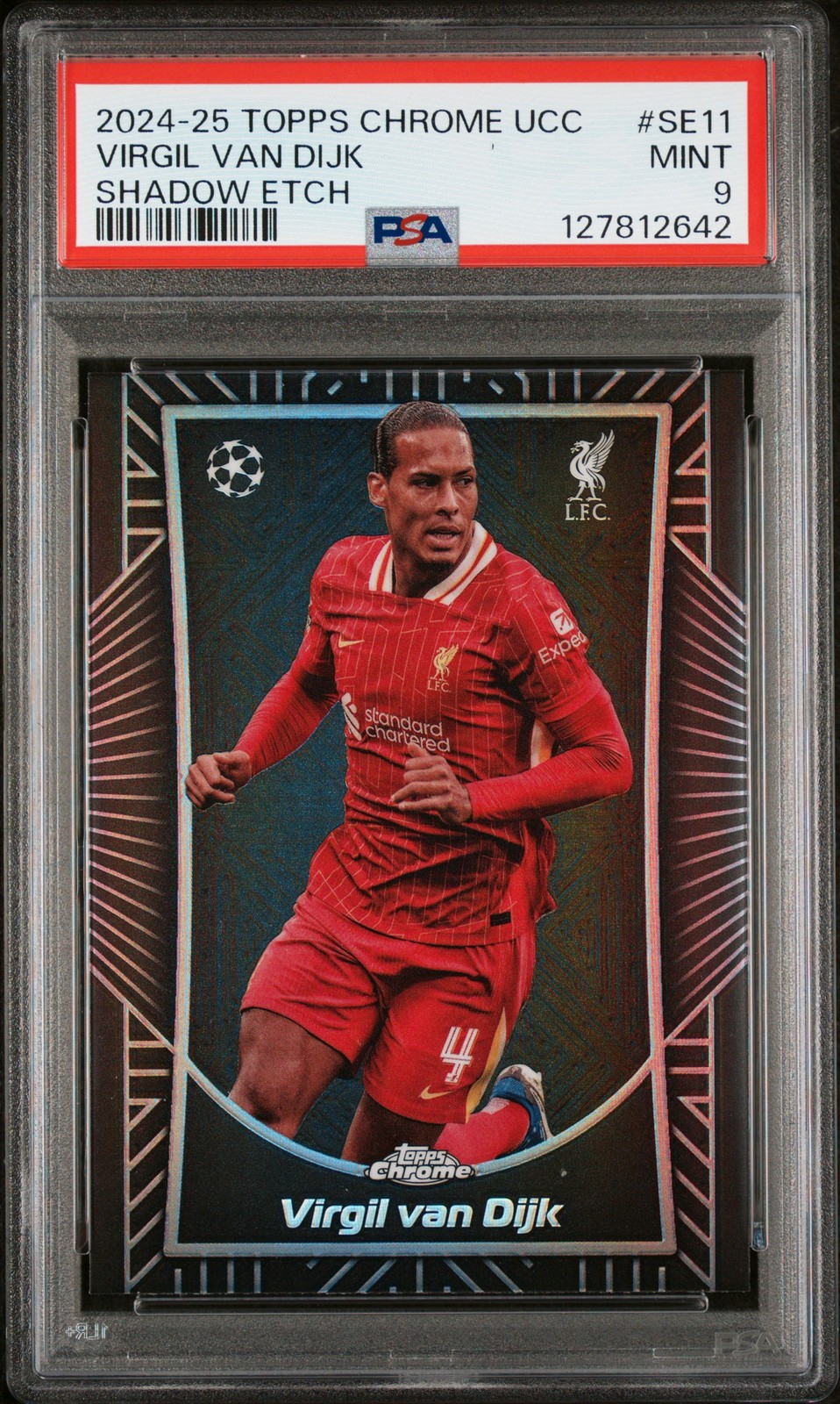 2024-25 TOPPS CHROME UEFA CLUB COMPETITIONS SHADOW ETCH VIRGIL VAN DIJK PSA 9
