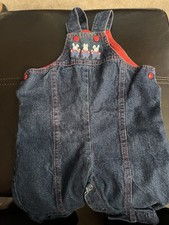 vintage healthtex overalls Bunnies Denim 6 Month Red Snaps