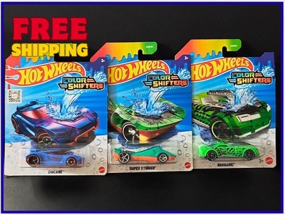 Set of 3 Hot Wheels Color Shifter Stinger, Barbaric, Chicane Mattel 1:64 NEW