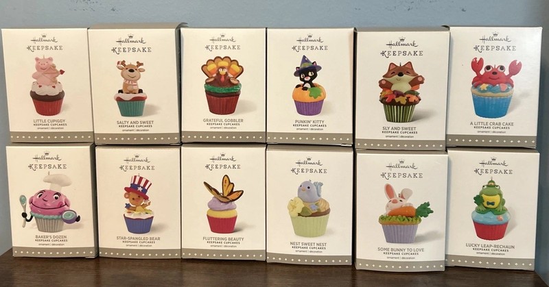 Lot of 12 Hallmark Keepsake Cupcake  - 12 Months of Fun -Ornament Decoration Lot