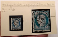 Timbre France Cérès 25c bleu n°60 type III variété 31 gros point blanc