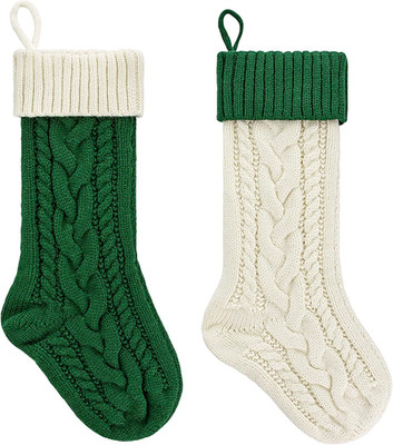 2 Pack 18'' Personalized Christmas Stockings, 18inch Large Cable Knitted Xmas Han